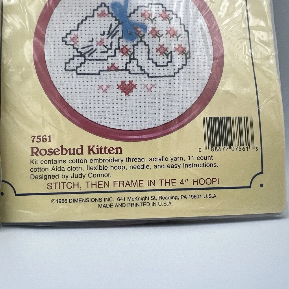 NEW Vintage 80s Stitchables Lot of 2 Cross Stitch Needlepoint Kit Kitty Cat Bear